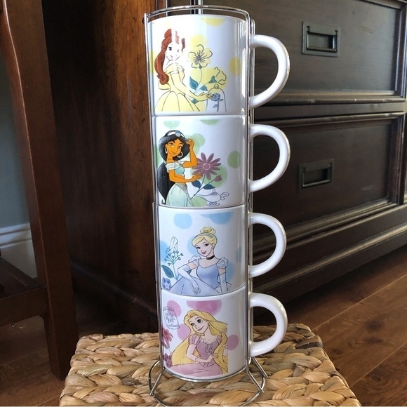 Disney Other - Disney Princess set of 4 stackable ceramic mugs with stand